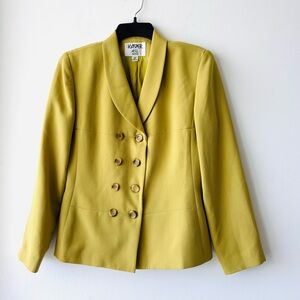 VTG Kasper Blazer Green Double Breasted Shawl Collar Womens 6P Office Preppy 90s